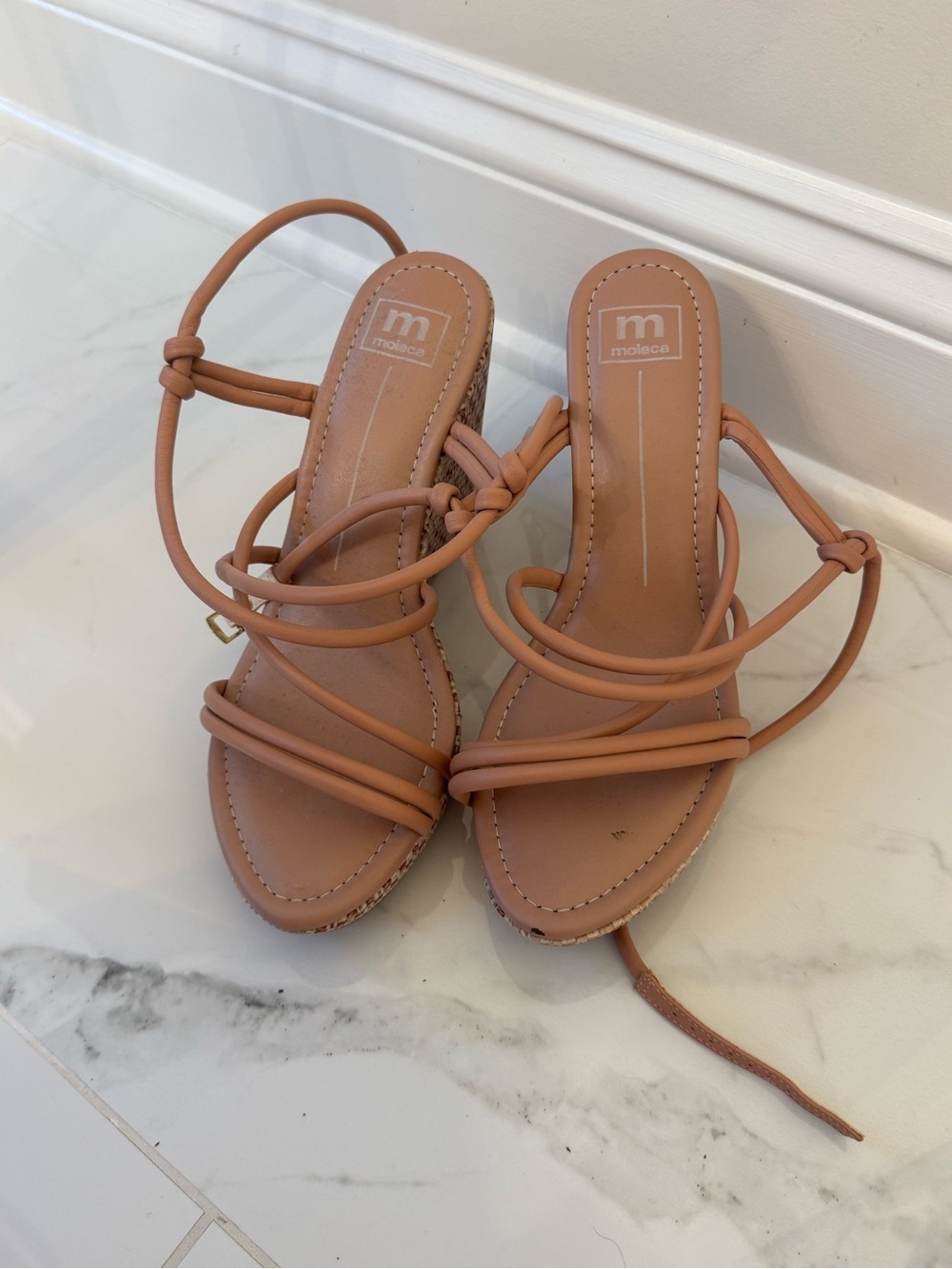 Moleca Tan Strappy Wedge Sandals Size 11 / 42 – Runs Small